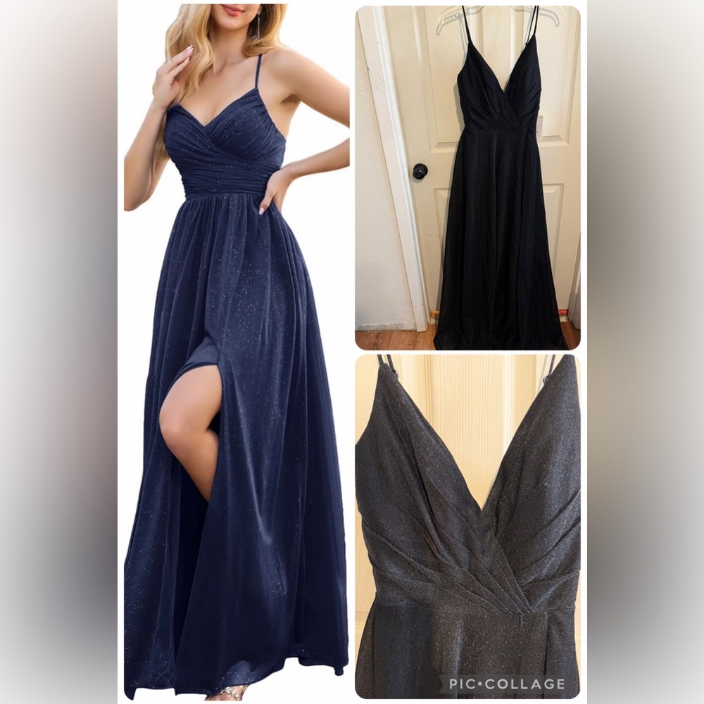 Women's BLACK Spaghetti-Strap Evening Gown